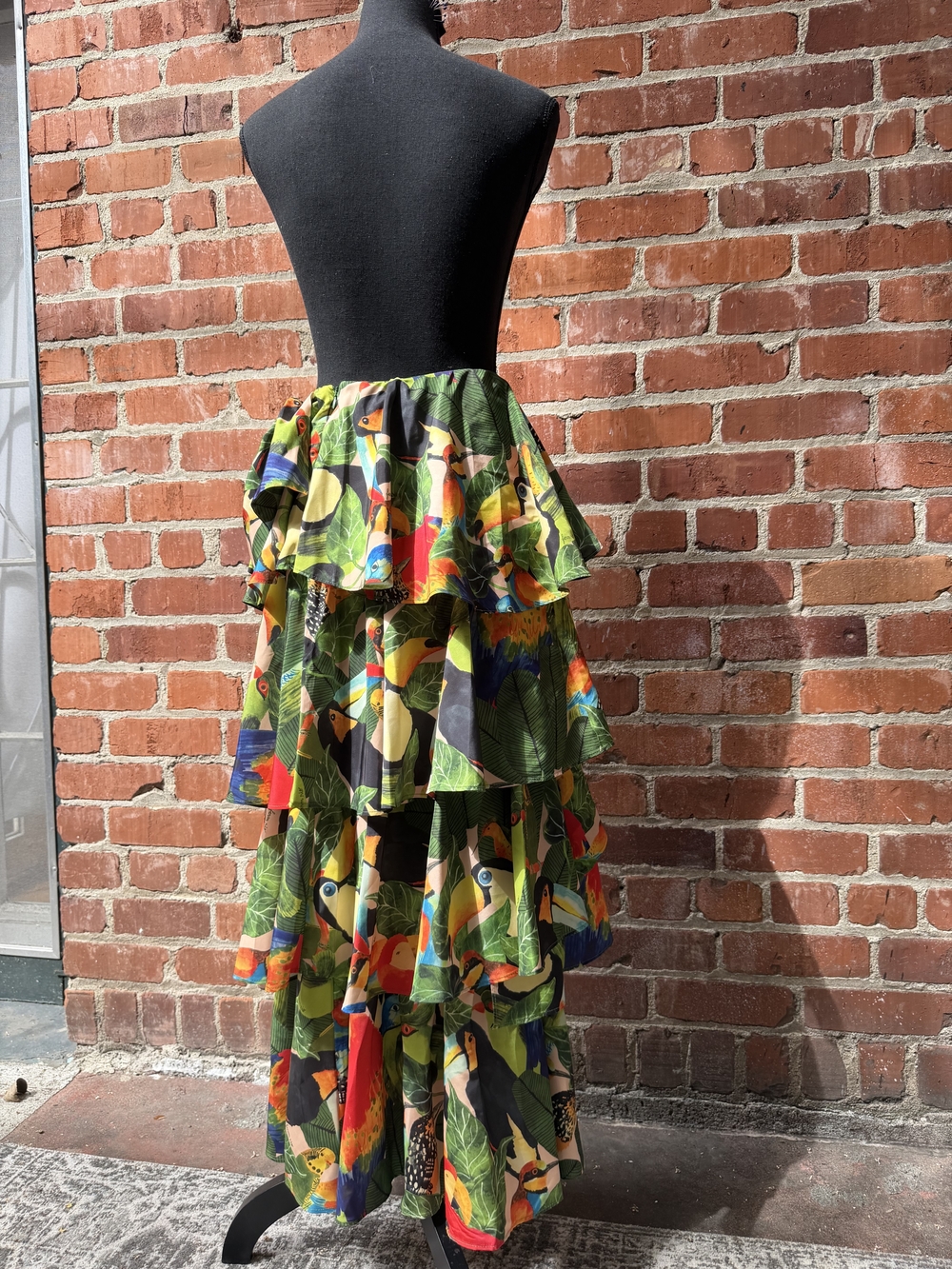 FARM Rio Green Multicolor Tiered Ruffle High-Low Skirt - Picture 6 of 14